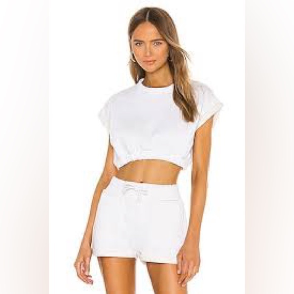 Beach Riot cream rainbow speckle crop sweatshirt sweat short set womens
